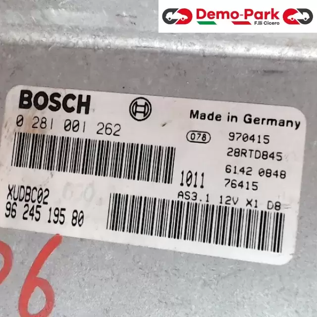 CENTRALINA MOTORE Peugeot 406 BOSCH 0 281 001 262    XUDBC02 1