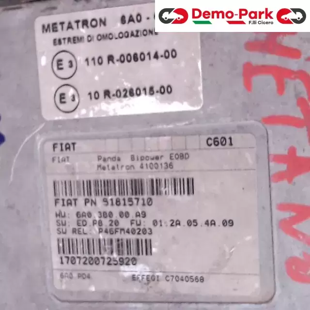 CENTRALINA MOTORE - METANO Fiat PANDA - METANO METATRON 4100136 1