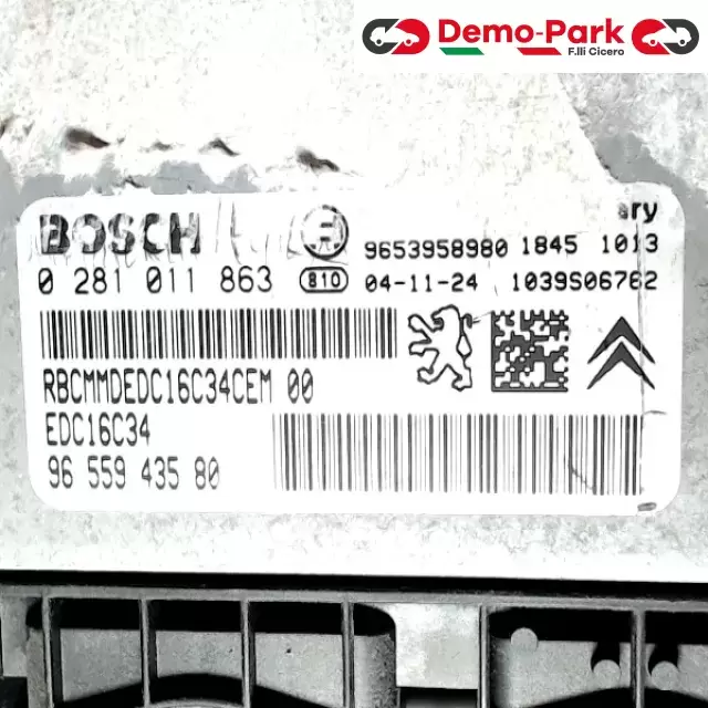 CENTRALINA MOTORE CitroЁn C4 - 1.6 HDI BOSCH 0 281 011 863    EDC16C34   96 559 435 80 1