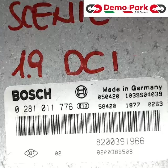 CENTRALINA MOTORE Renault SCENIC - 1.9 DCI BOSCH 0 281 011 776    8200391966 1
