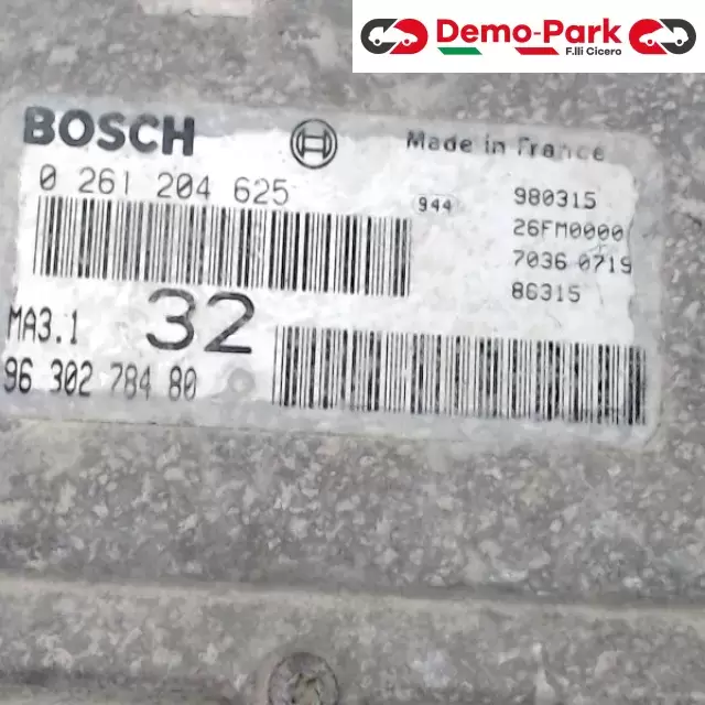 CENTRALINA MOTORE Peugeot 106 - 1.0 BOSCH 0 261 204 625   MA3.1  96 302 784 80 1