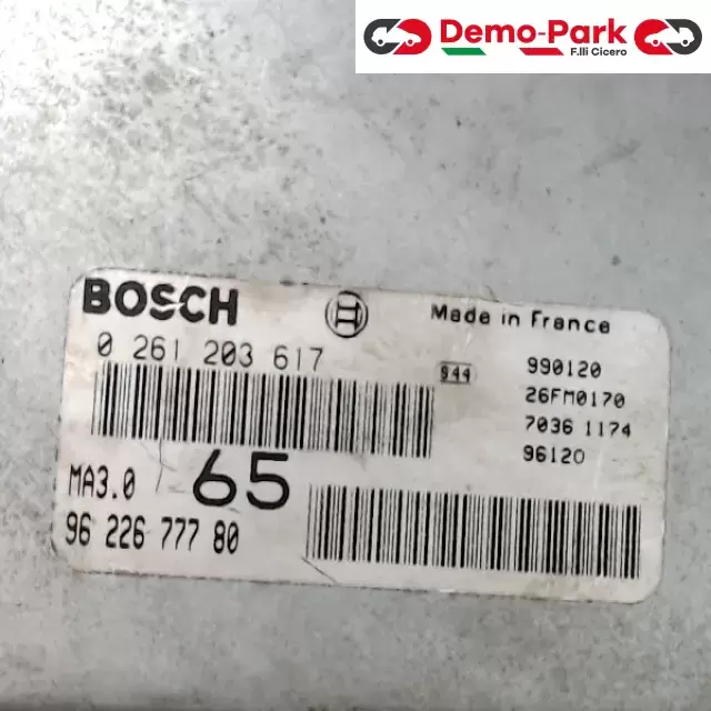 CENTRALINA MOTORE Peugeot 106 - 1.0 BOSCH 0 261 203 617    MA3.0   96 226 777 80  1