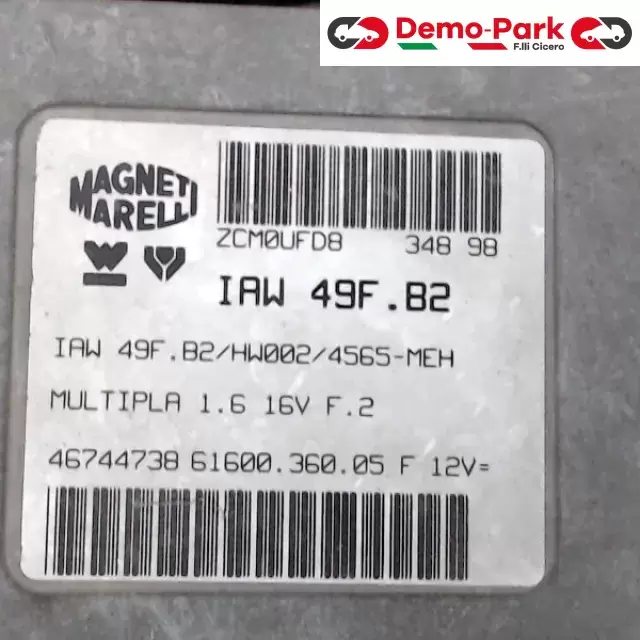 CENTRALINA MOTORE Fiat MULTIPLA - 1.6 16v IAW 49F.B2/HW002/4565-MEH 1