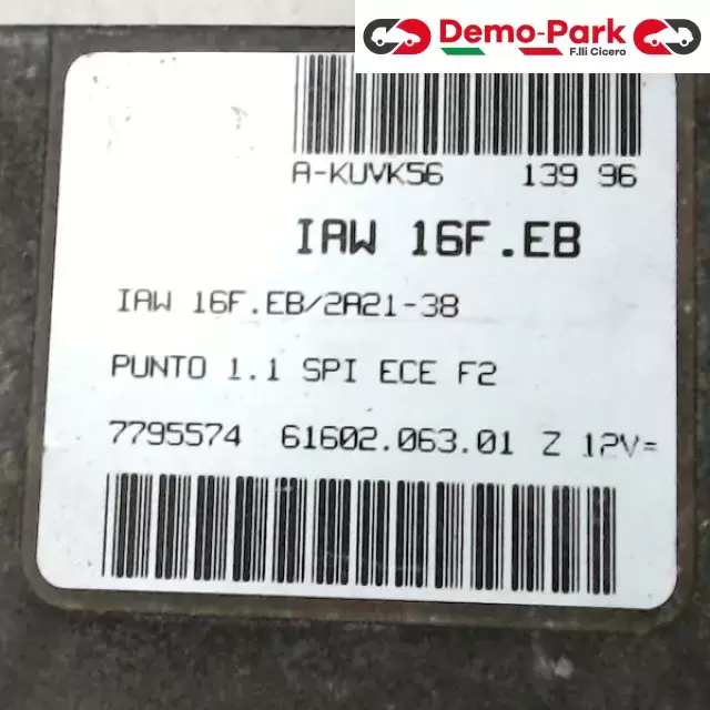 CENTRALINA MOTORE Fiat PUNTO I SERIE - 1.1 IAW 16F.EB/2A21-38     A-KUVK56  139 96 1