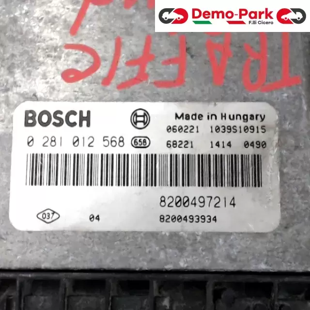 CENTRALINA MOTORE Renault TRAFIC - 1.9 DCI BOSCH 0 281 012 568    8200497214 1