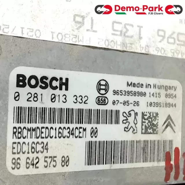 CENTRALINA MOTORE PEUGEOT 307 Peugeot 307 - 1.6 HDI 0281013332 1