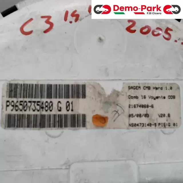 QUADRO STRUMENTI CitroЁn C3 - 1.4 HDI P9650735480 G 01 2