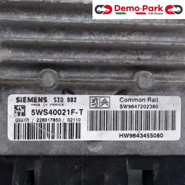 CENTRALINA MOTORE - SIEMENS CitroЁn C3 - 1.4 HDI 5WS40021F-T / SW9647202380 1