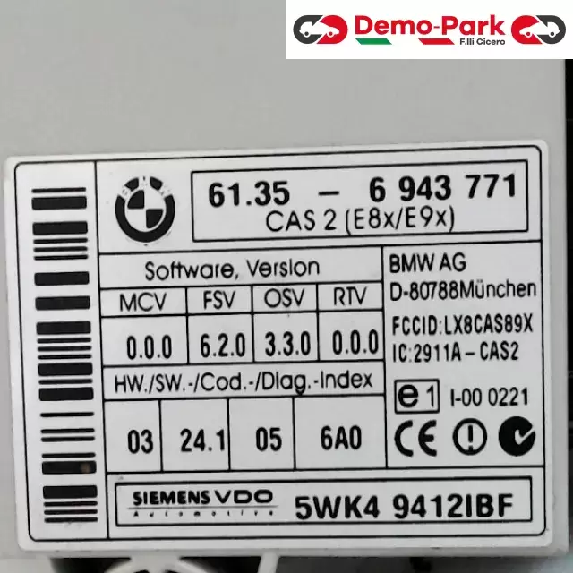 CENTRALINA ACCENSIONE Bmw SERIE 1 E81 - E87 61.35-6 943 771 / 5WK4 9412IBF 1
